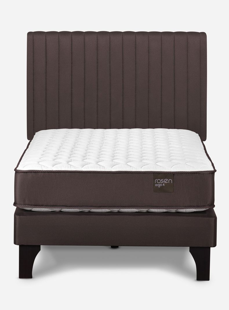 Cama Europea Ergo T New 1.5 Plazas + Repaldo Lucio Chocolate-1