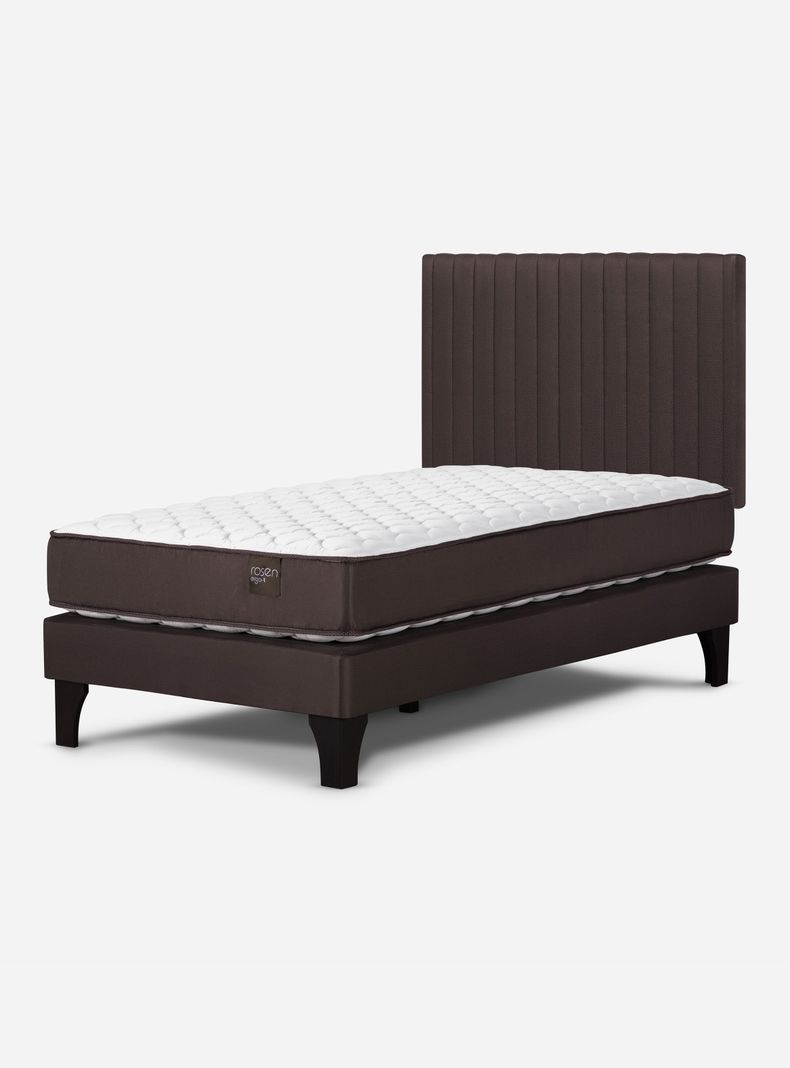 Cama Europea Ergo T New 1.5 Plazas + Repaldo Lucio Chocolate-0
