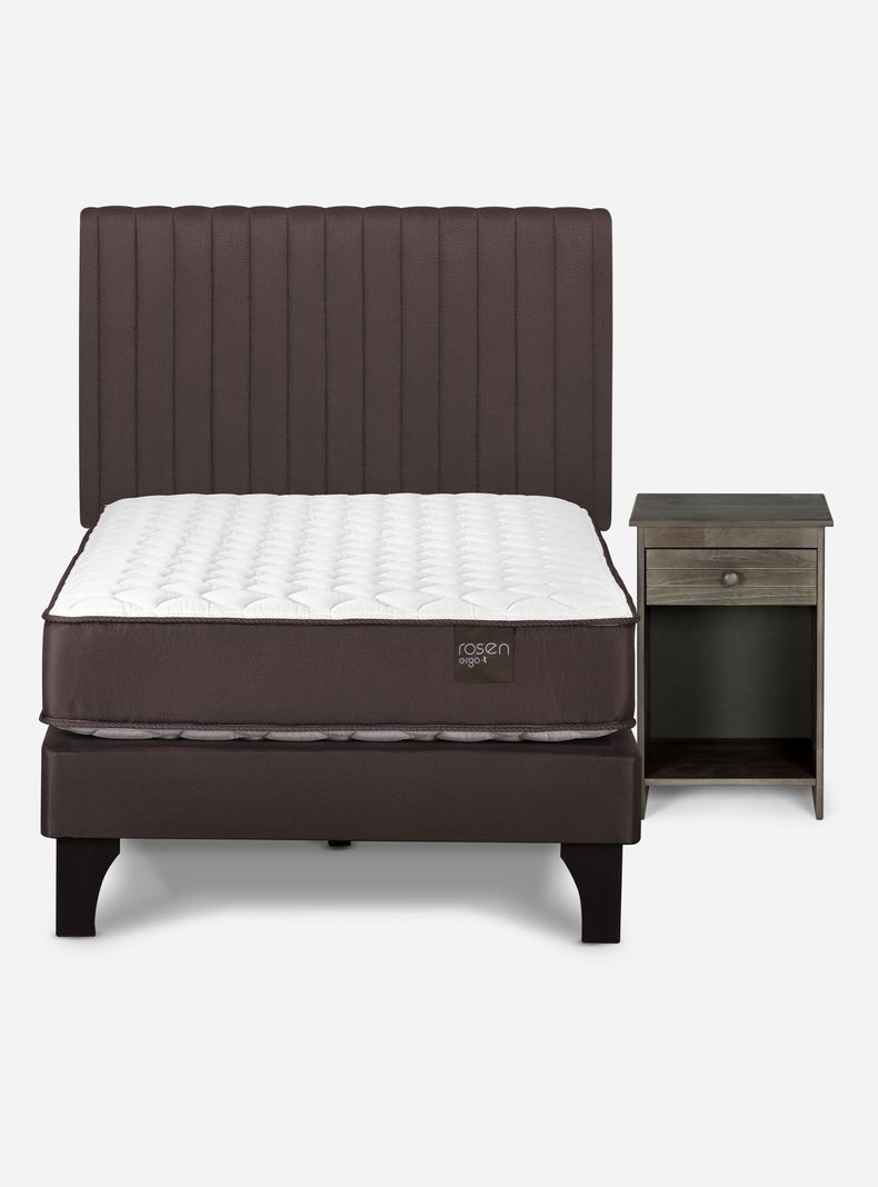 Cama Europea Ergo T New 1 Plaza + Set de Muebles Lucio Chocolate-1