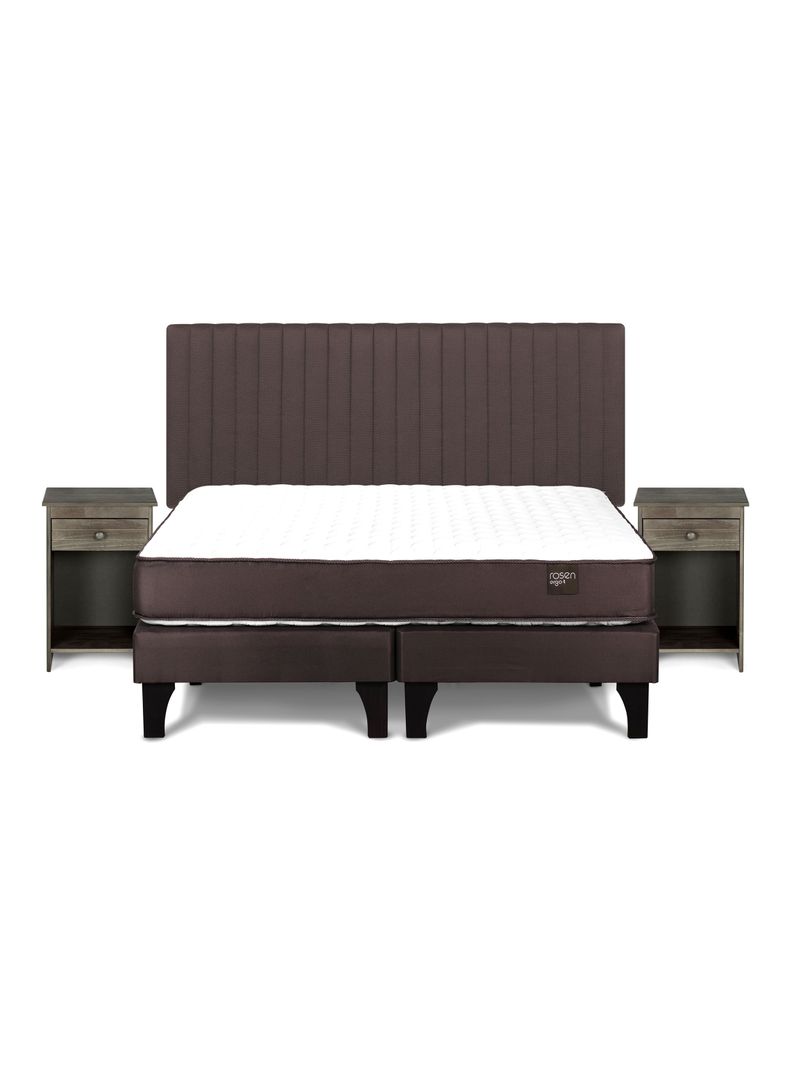 Cama Europea Ergo T New 2 Plazas Base Divida + Set de Muebles Lucio Chocolate-1