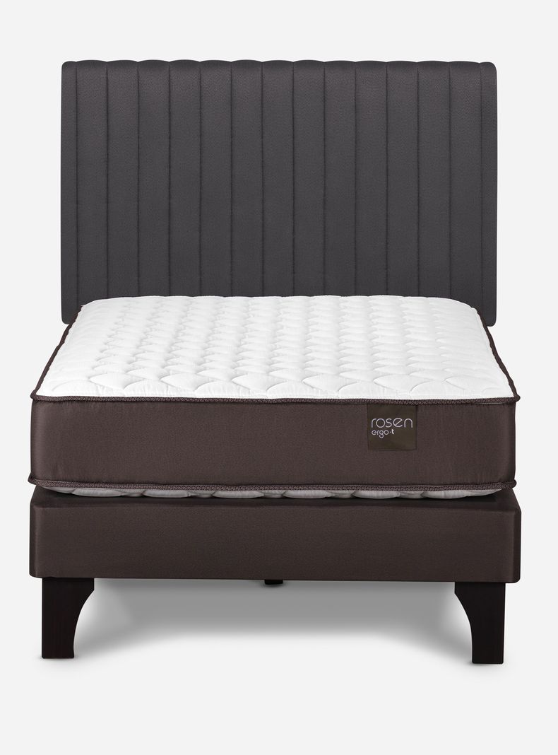 Cama Europea Ergo T New 1.5 Plazas + Respaldo Lucio Grafito-1