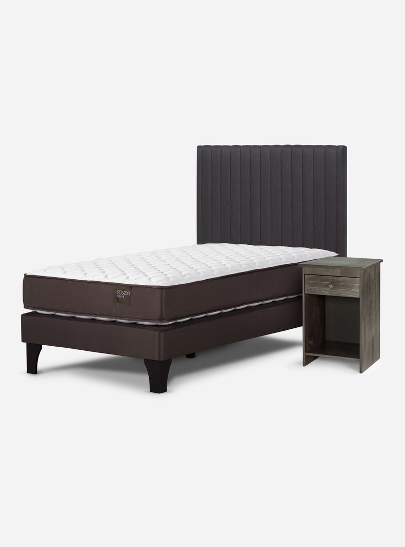 Cama Europea Ergo T New 1.5 Plazas + Set de Muebles Lucio Grafito-0