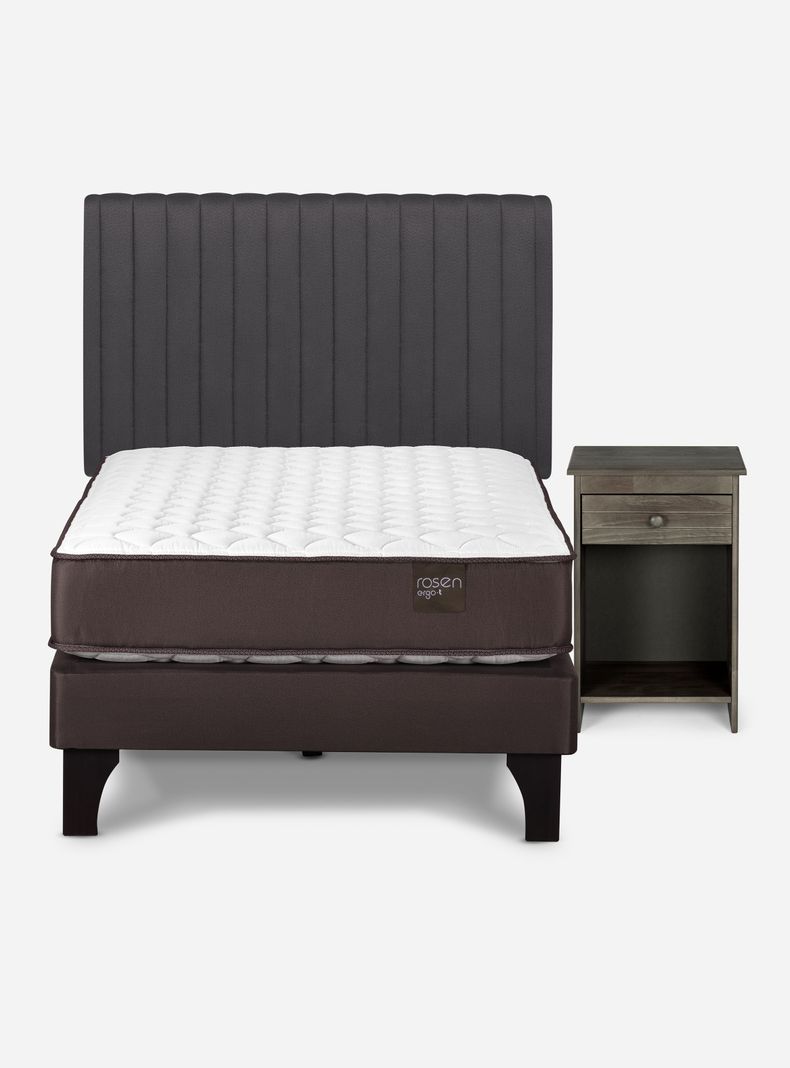 Cama Europea Ergo T New 1.5 Plazas + Set de Muebles Lucio Grafito-1