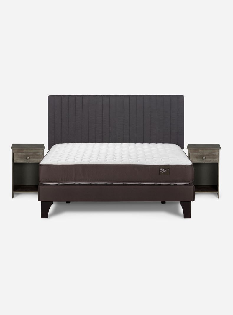 Cama Europea Ergo T New 2 Plazas + Set de Muebles Lucio Grafito-1