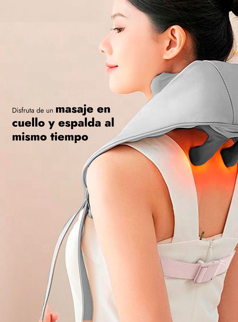 Masajeador de Cuello y Hombros Shiatsu con Simulador de Manos Gris-2