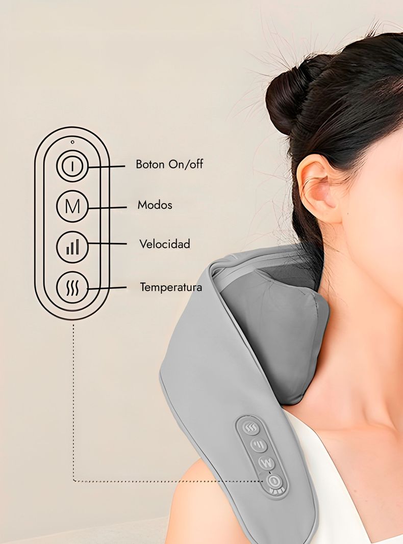 Masajeador de Cuello y Hombros Shiatsu con Simulador de Manos Gris-3