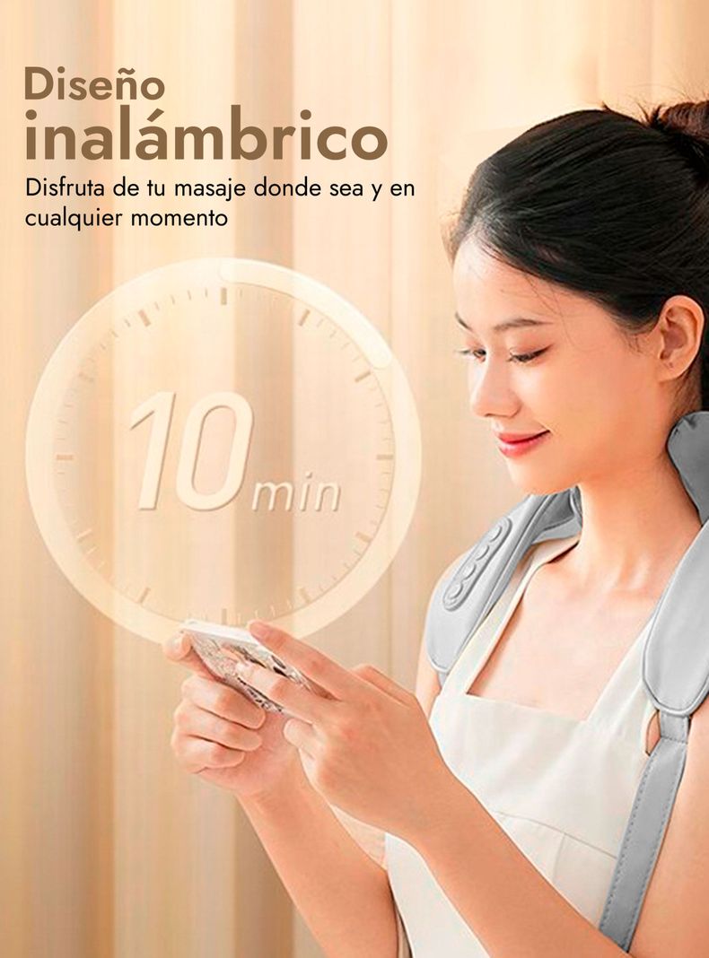 Masajeador de Cuello y Hombros Shiatsu con Simulador de Manos Gris-4
