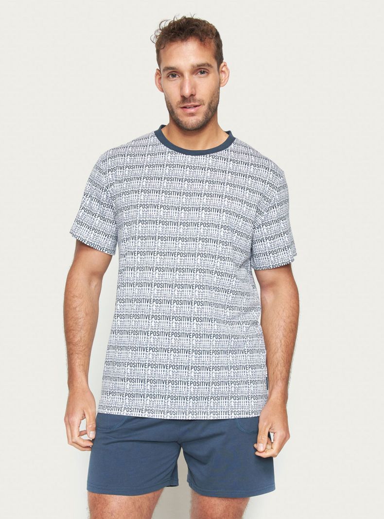 Pijama Corto Jersey Azul 2