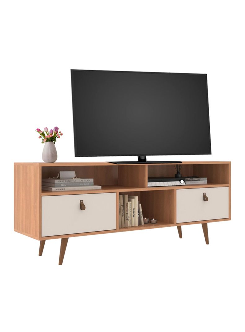 Rack TV 55" 2 Puertas Café Blanco-0