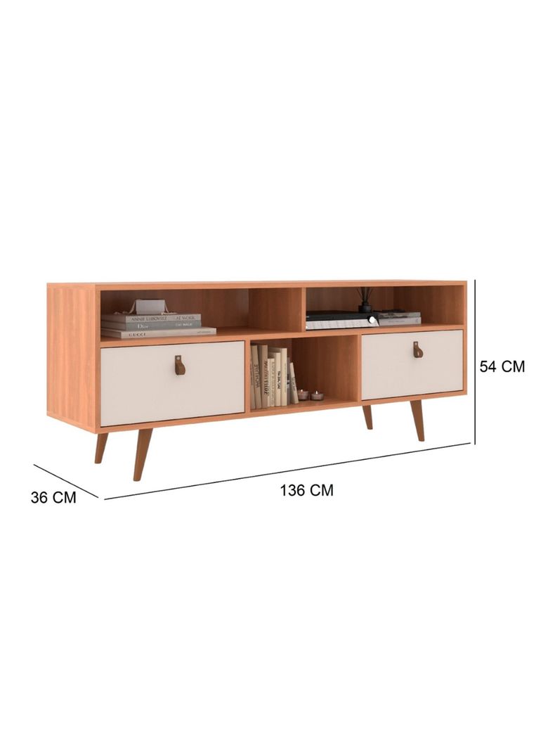 Rack TV 55" 2 Puertas Café Blanco-1