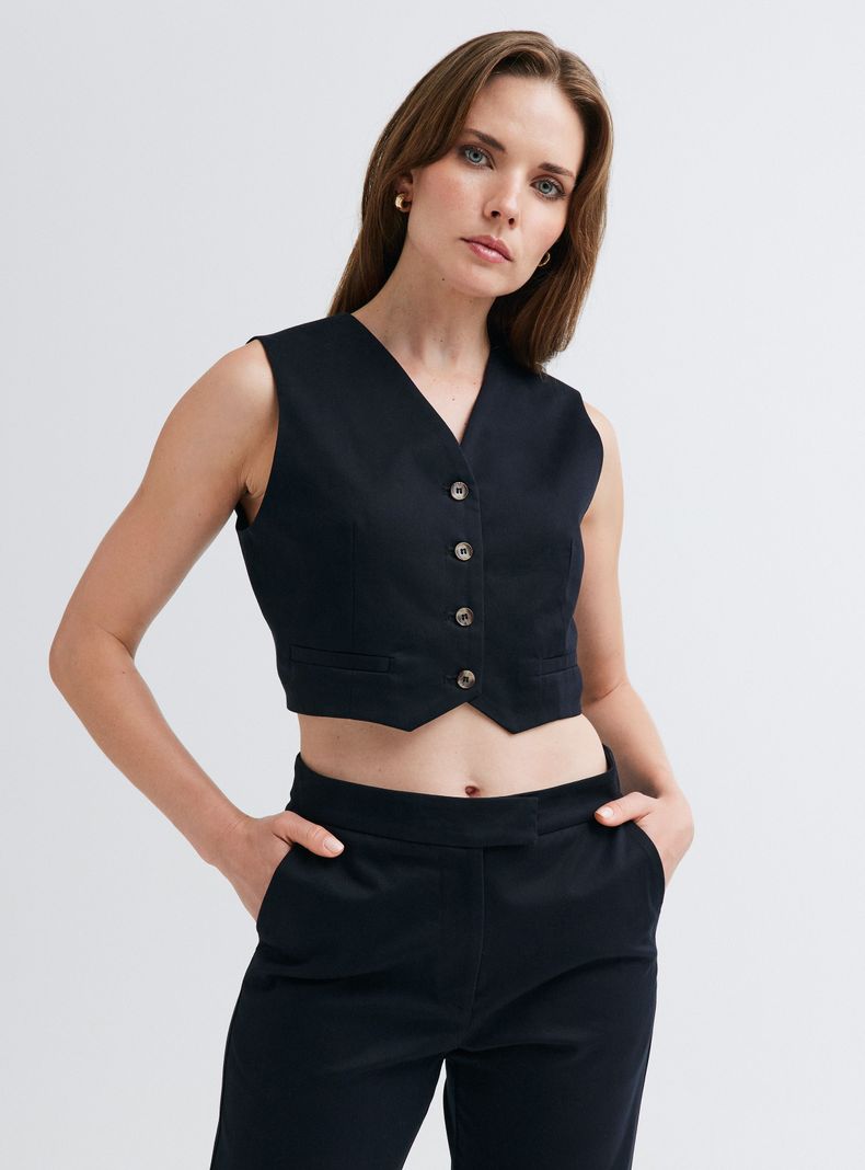 Blazer Gillet de Gabardina-0