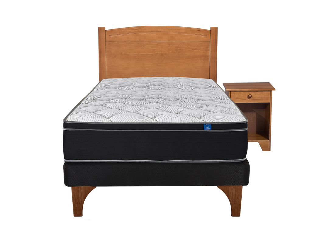 Cama Europea Negra Nine 1.5 Plazas + Set Muebles Arezzo-0