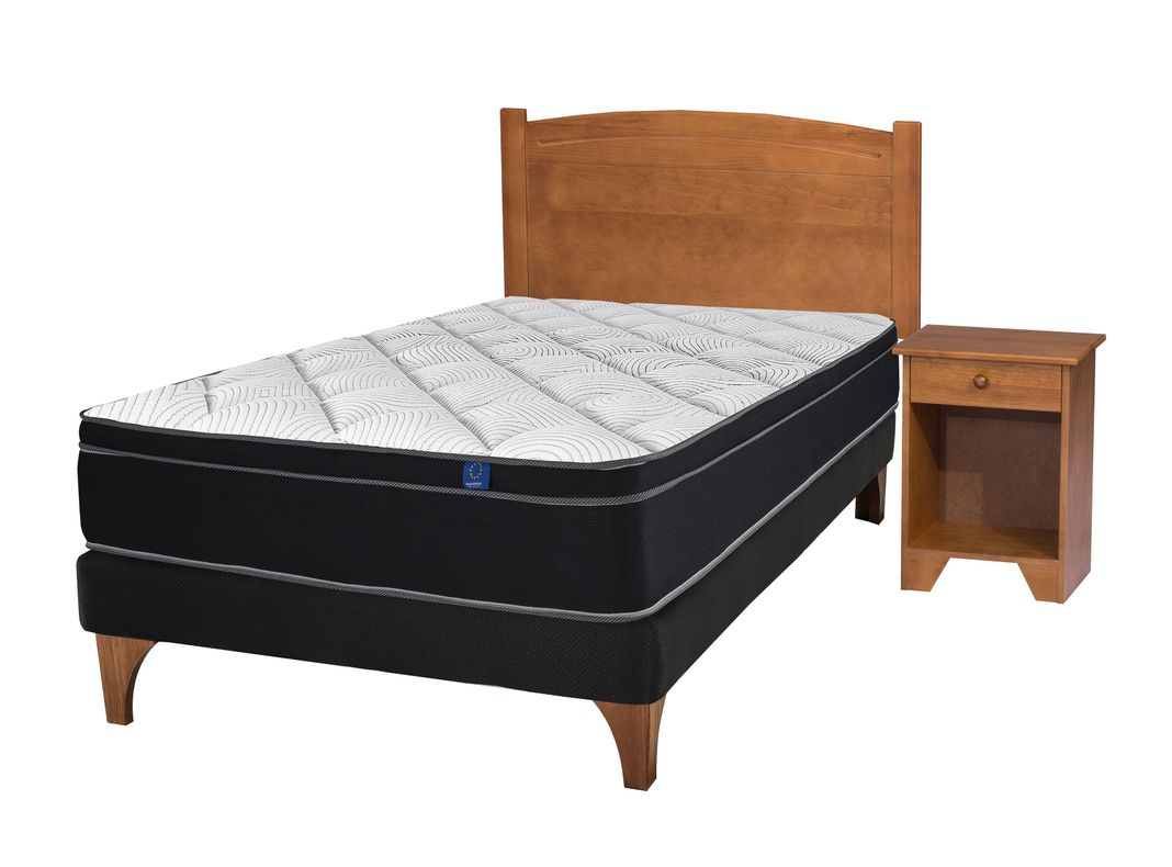 Cama Europea Negra Nine 1.5 Plazas + Set Muebles Arezzo-4
