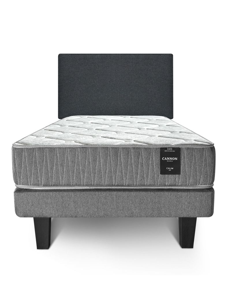 Cama Europea 1.5 Plazas Calm + Respaldo Wall Marengo-1