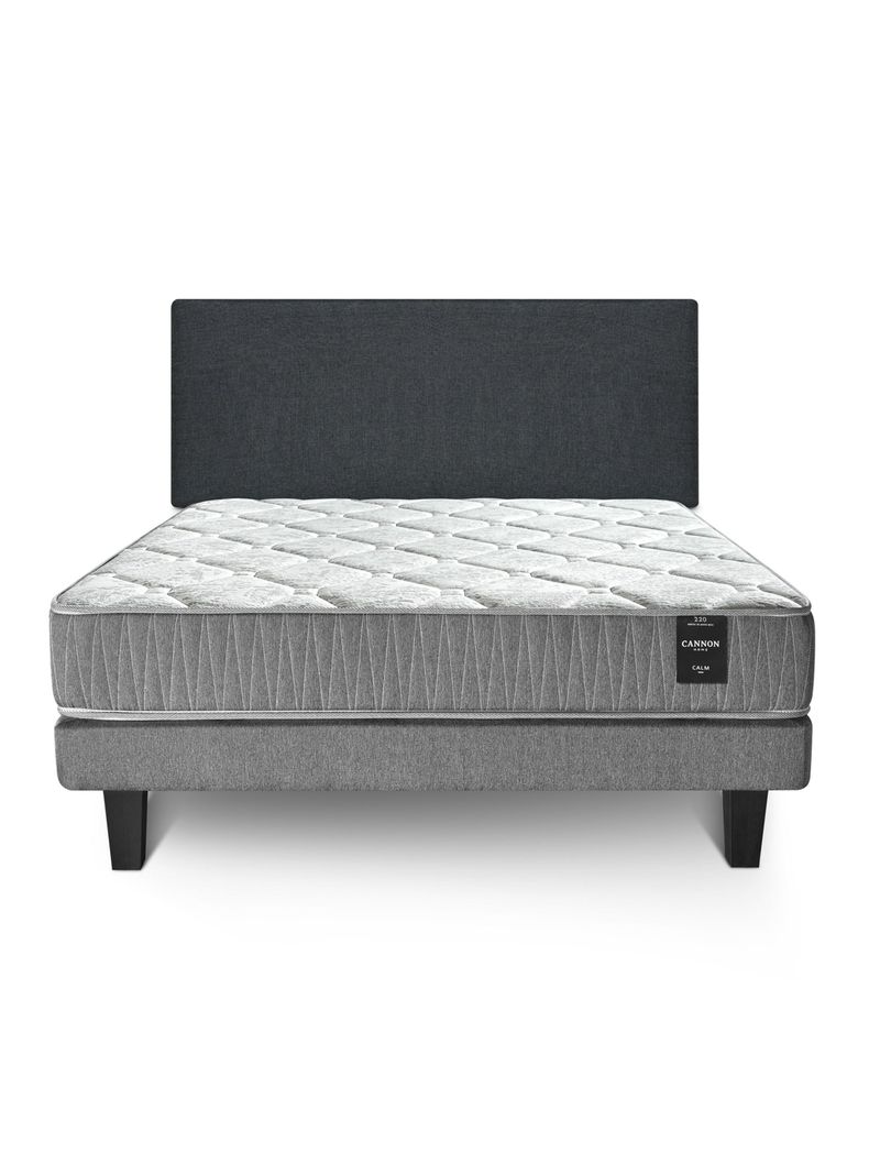 Cama Europea 2 Plazas Calm + Respaldo Wall Marengo-1