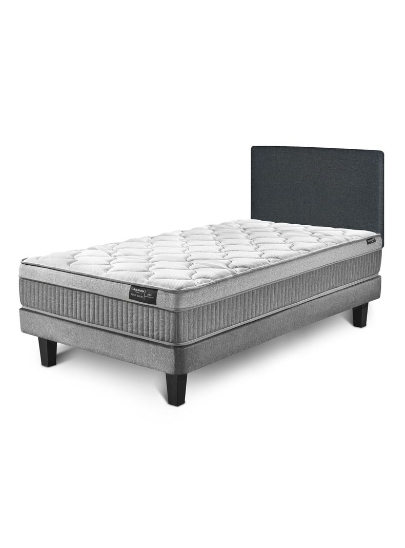 Cama Europea 1.5 Plazas Euro Calm + Respaldo Wall Marengo-0
