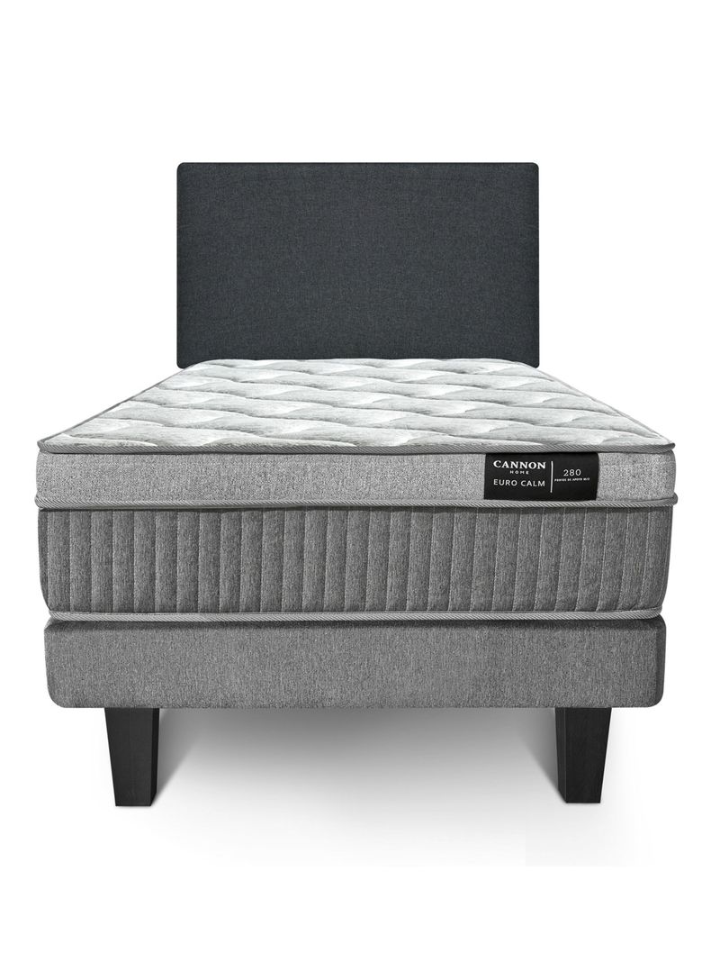 Cama Europea 1.5 Plazas Euro Calm + Respaldo Wall Marengo-1