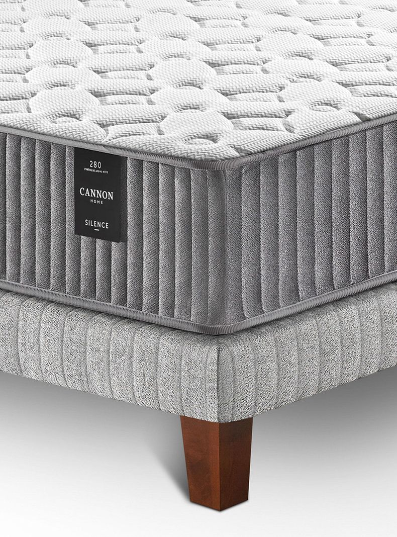 Cama Europea 2 Plazas Silence + Respaldo Wall Marengo-4