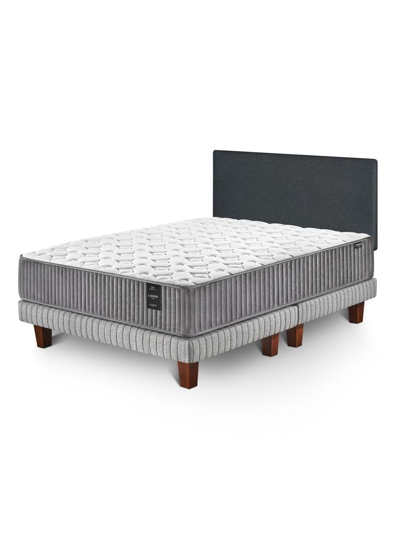 Cama Europea 2 Plazas Silence + Respaldo Wall Marengo-0