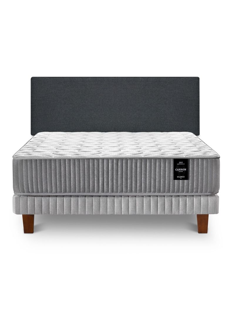 Cama Europea 2 Plazas Silence + Respaldo Wall Marengo-1