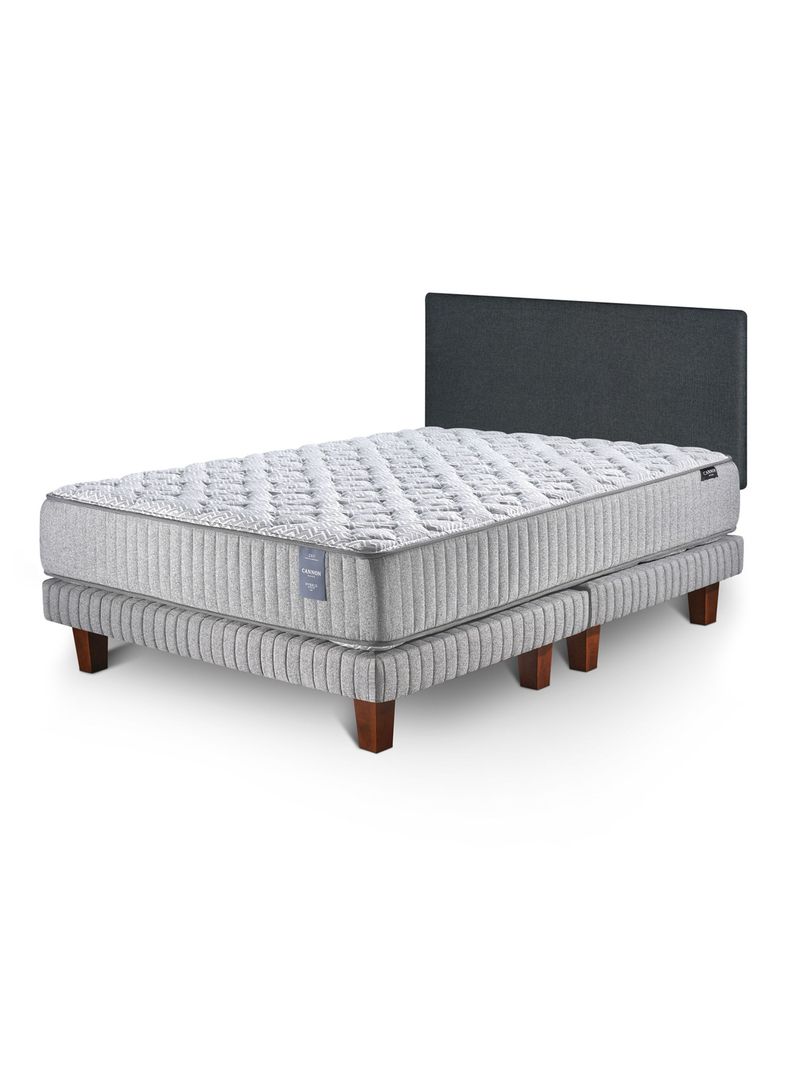 Cama Europea 2 Plazas Hybrid Visco + Respaldo Wall Marengo-0