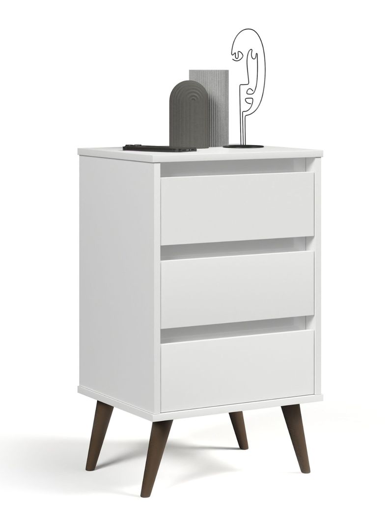 Velador Wood 3 Cajones Blanco