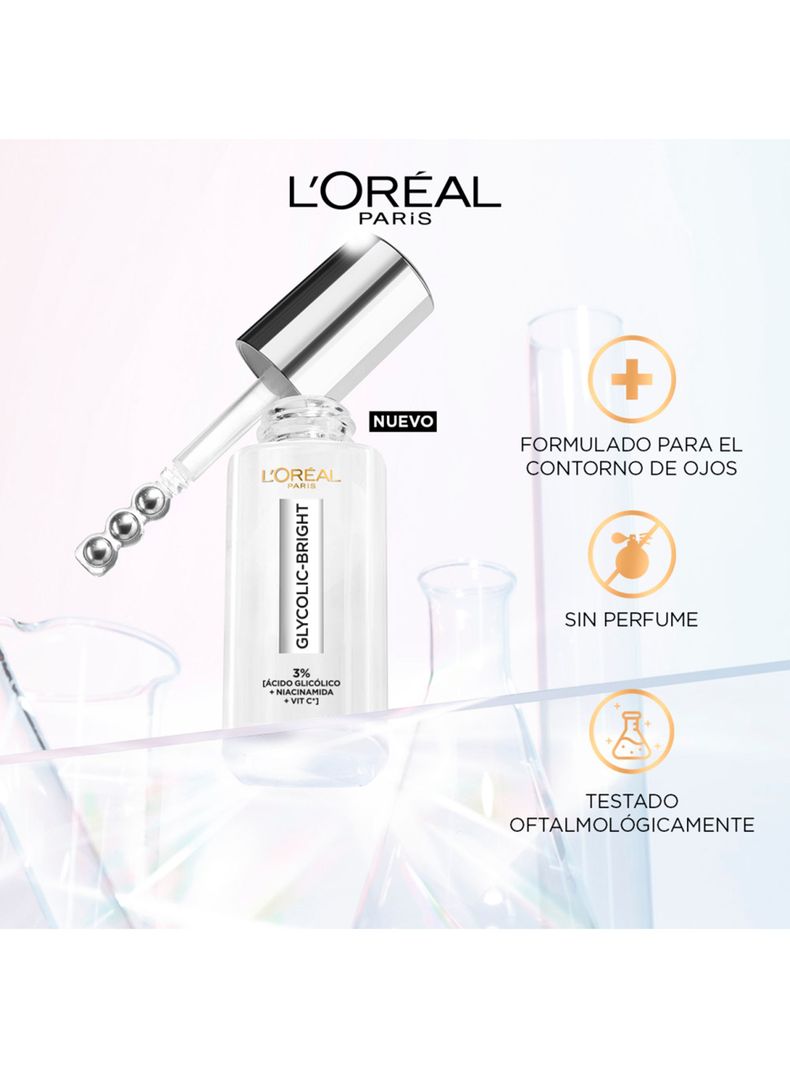 L’Oréal Paris Sérum de Ojos Glycolic Bright [3% Ácido Glicólico + Vitamina CG + Niacinamida] 20g-5