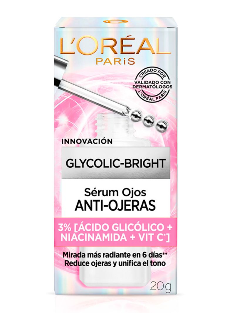 L’Oréal Paris Sérum de Ojos Glycolic Bright [3% Ácido Glicólico + Vitamina CG + Niacinamida] 20g-1