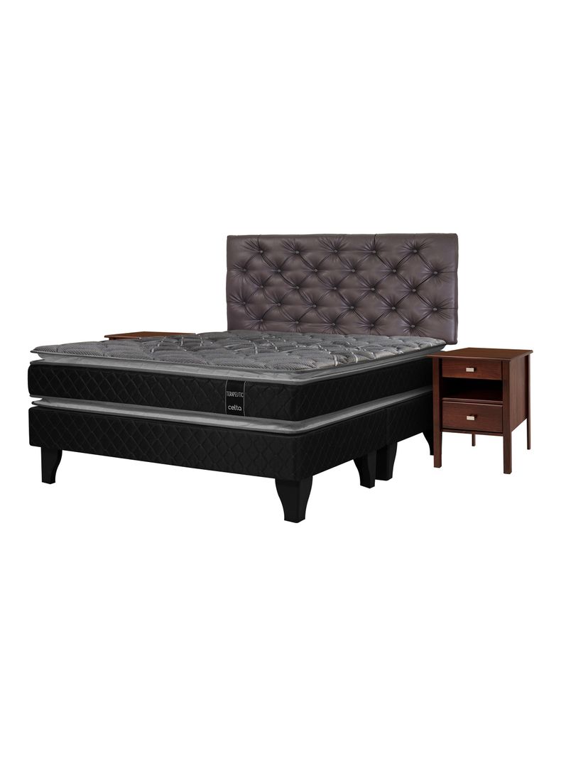 Cama Europea Terapeutic 2 Plazas Base Dividida + Set Muebles Capitoné-0