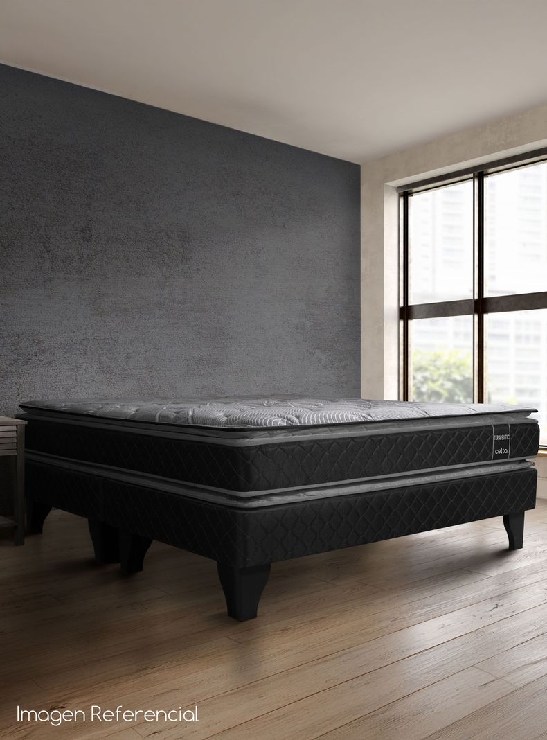 Cama Europea Terapeutic 2 Plazas Base Dividida + Set Muebles Capitoné-5