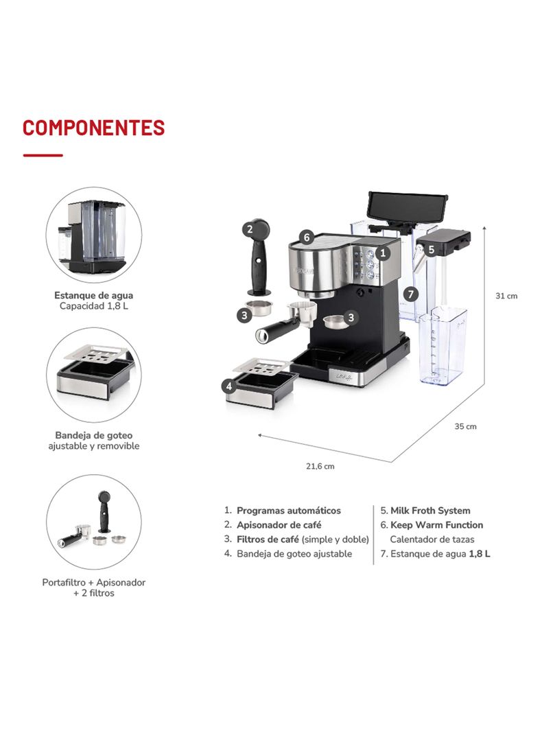 Cafetera Espresso LateKaffee TH-160DELI-1