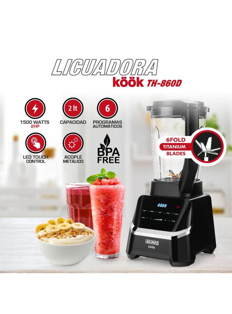 Licuadora 1500W Kook Pro 2HP TH-860D-2