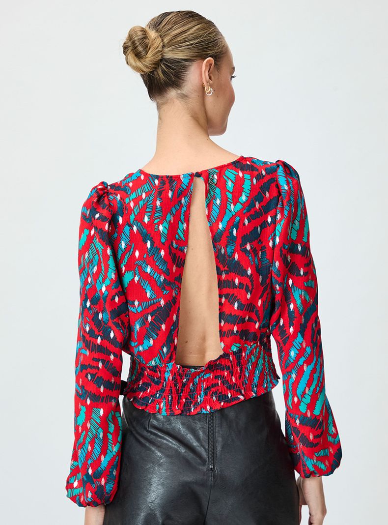 Blusa Fantasía con Escote en Espalda-1
