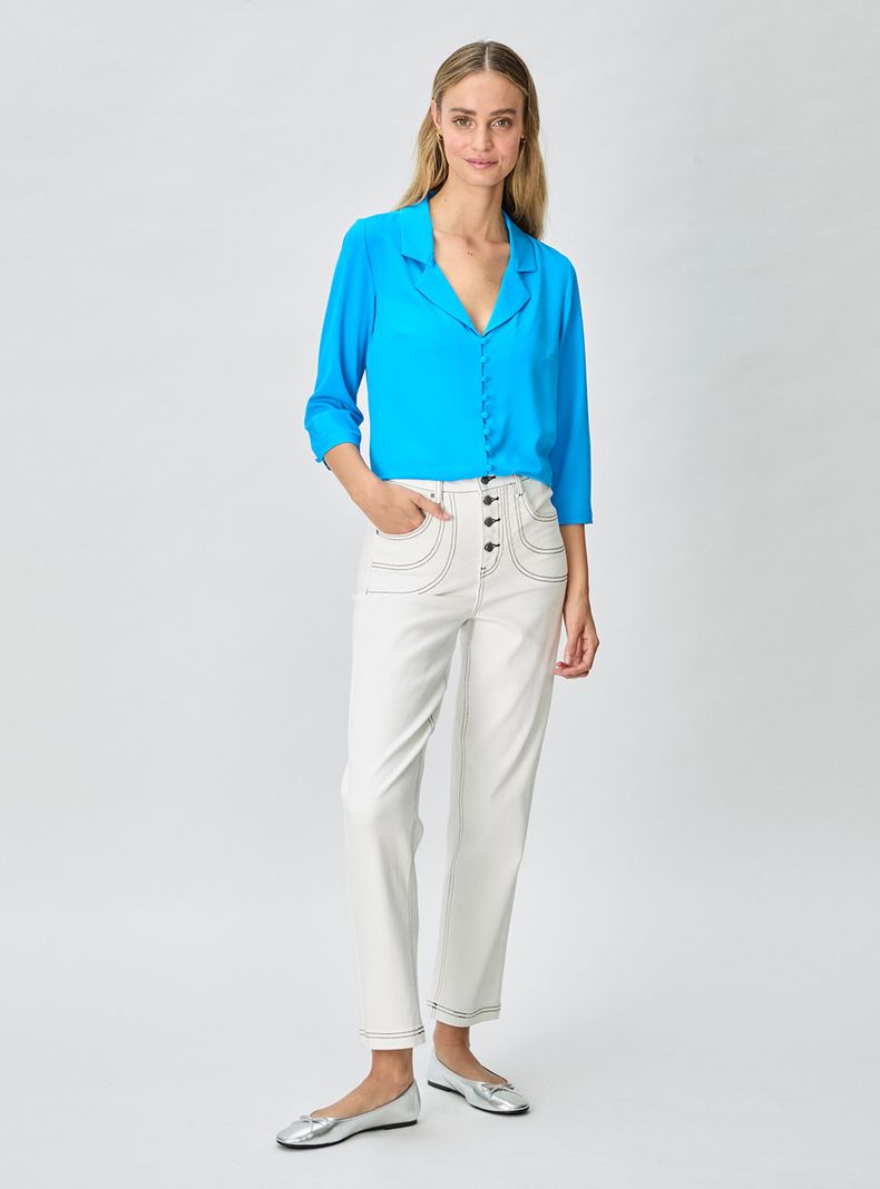 Blusa Lisa con Botón Viscosa-4