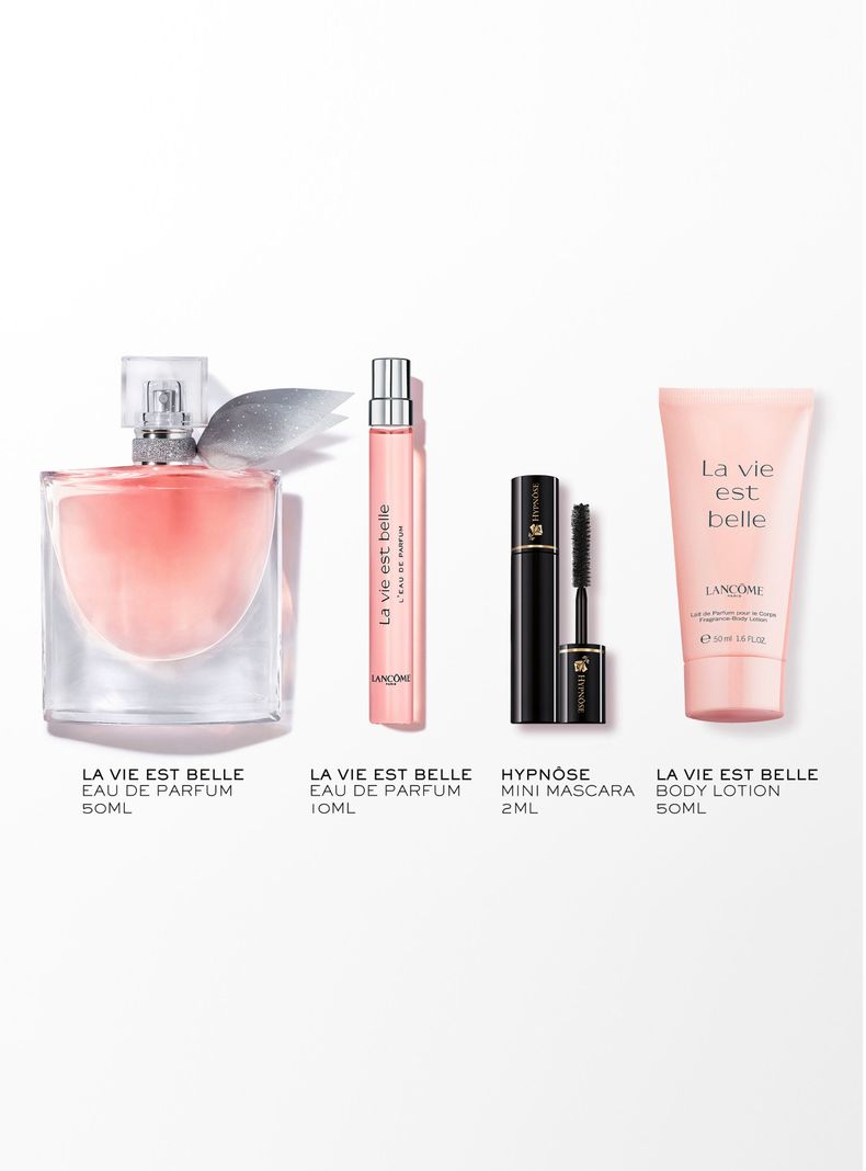 Set Perfume La Vie Est Belle EDP 50 ml + Mini Máscara de Pestañas Hypnôse 2ml + EDP 10 ml + Loción Corporal 50 ml-1