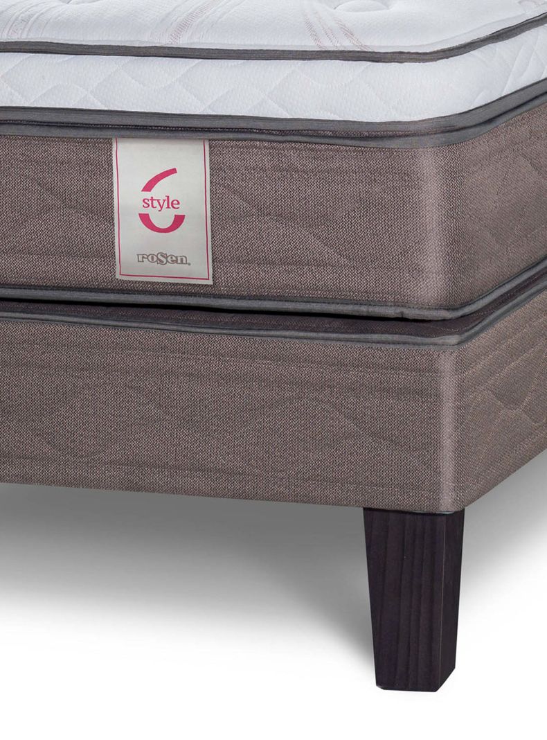 Cama Europea New Style 6 2 Plazas Base Dividida + Set de Muebles Issey Grafito-5