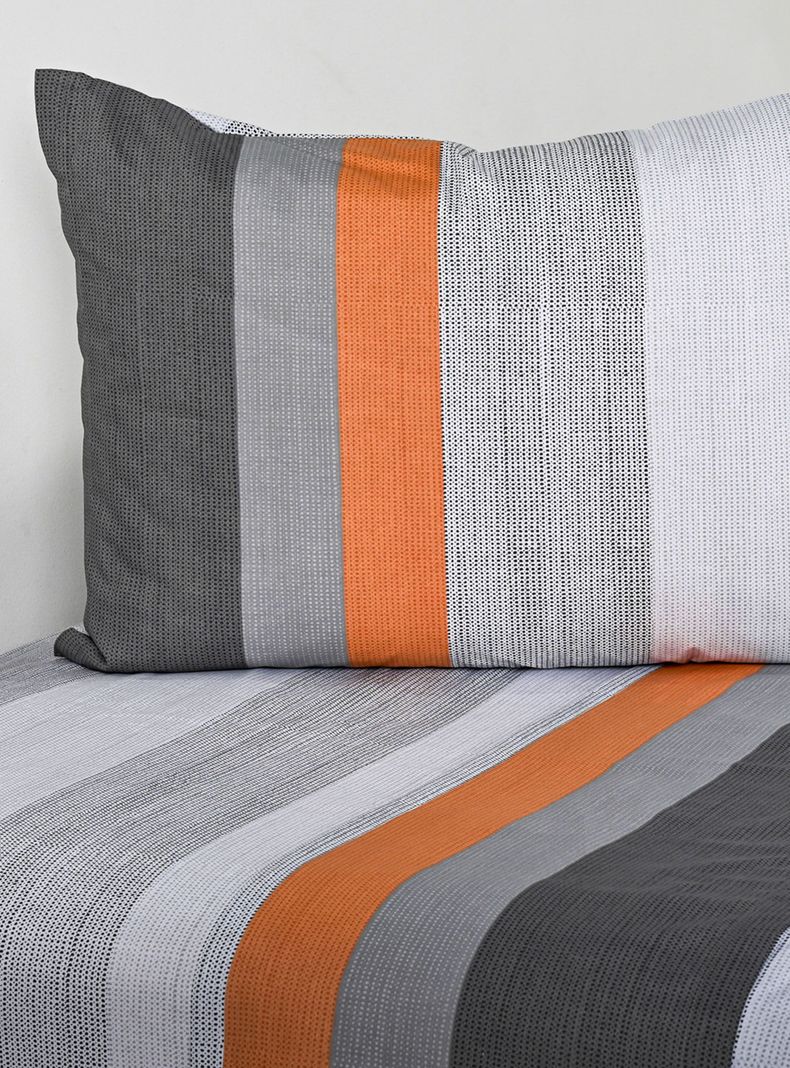 Sábanas Franjas 1.5 Plazas 144 Hilos Gris-0