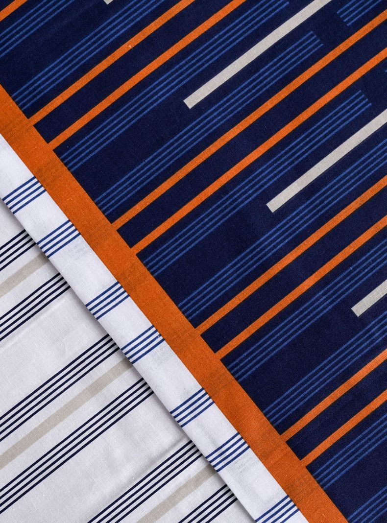 Sábanas Trazos 1.5 Plazas 144 Hilos Azul-2