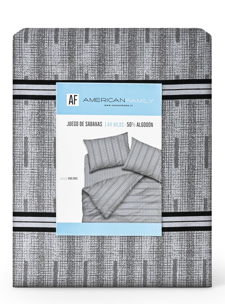 Sábanas Vias 1.5 Plazas 144 Hilos Gris-3