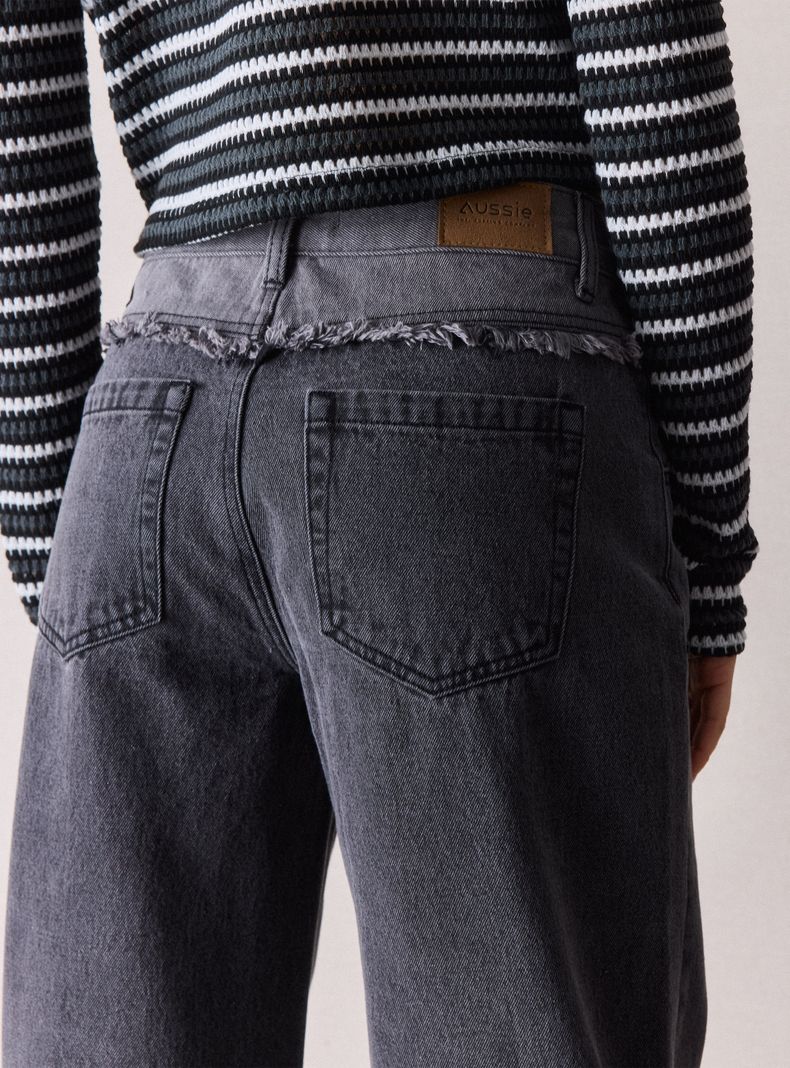 Jeans Wide Leg con Corte Bicolor Aussie | Paris.cl