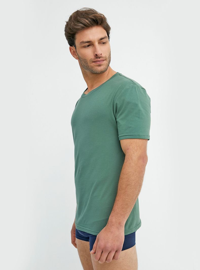 Camiseta Cuello Polo Algodón Verde-0