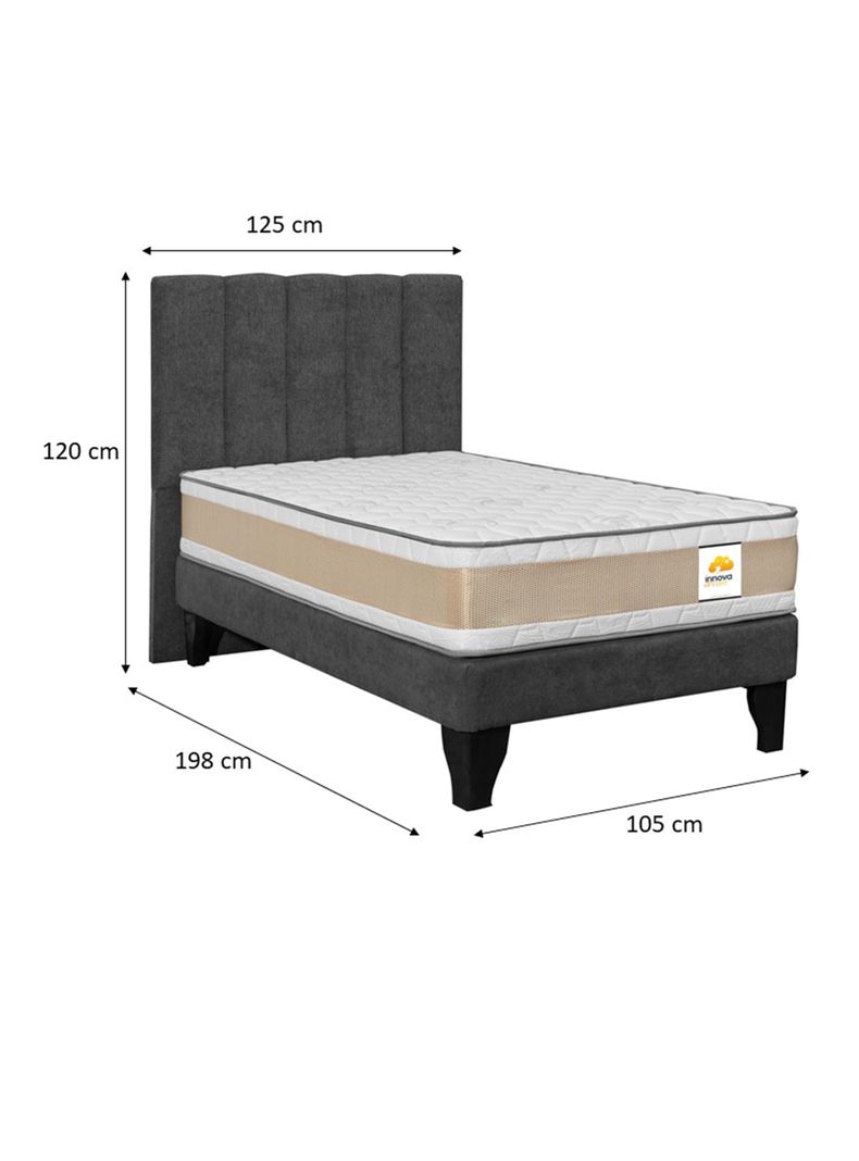 Colchón Premium + Respaldo + Base 1.5 Plazas Beige Monza-1