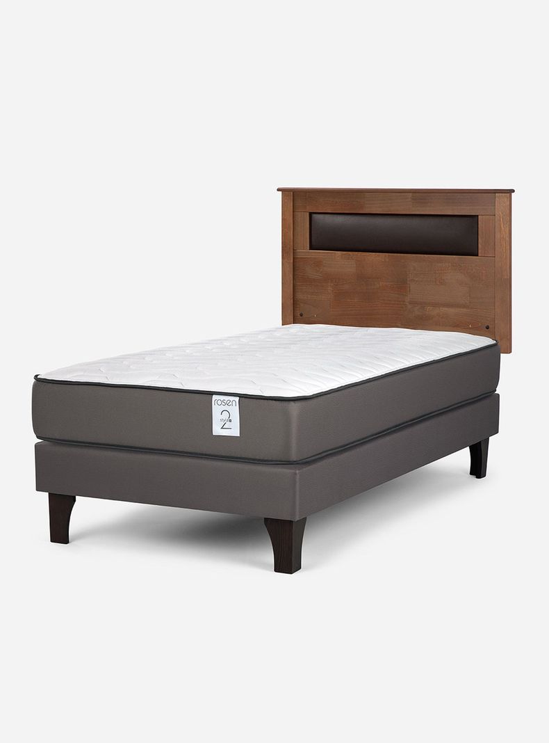 Cama Europea New Style 2 Plus 1.5 Plazas + Respaldo Ferrara Chocolate