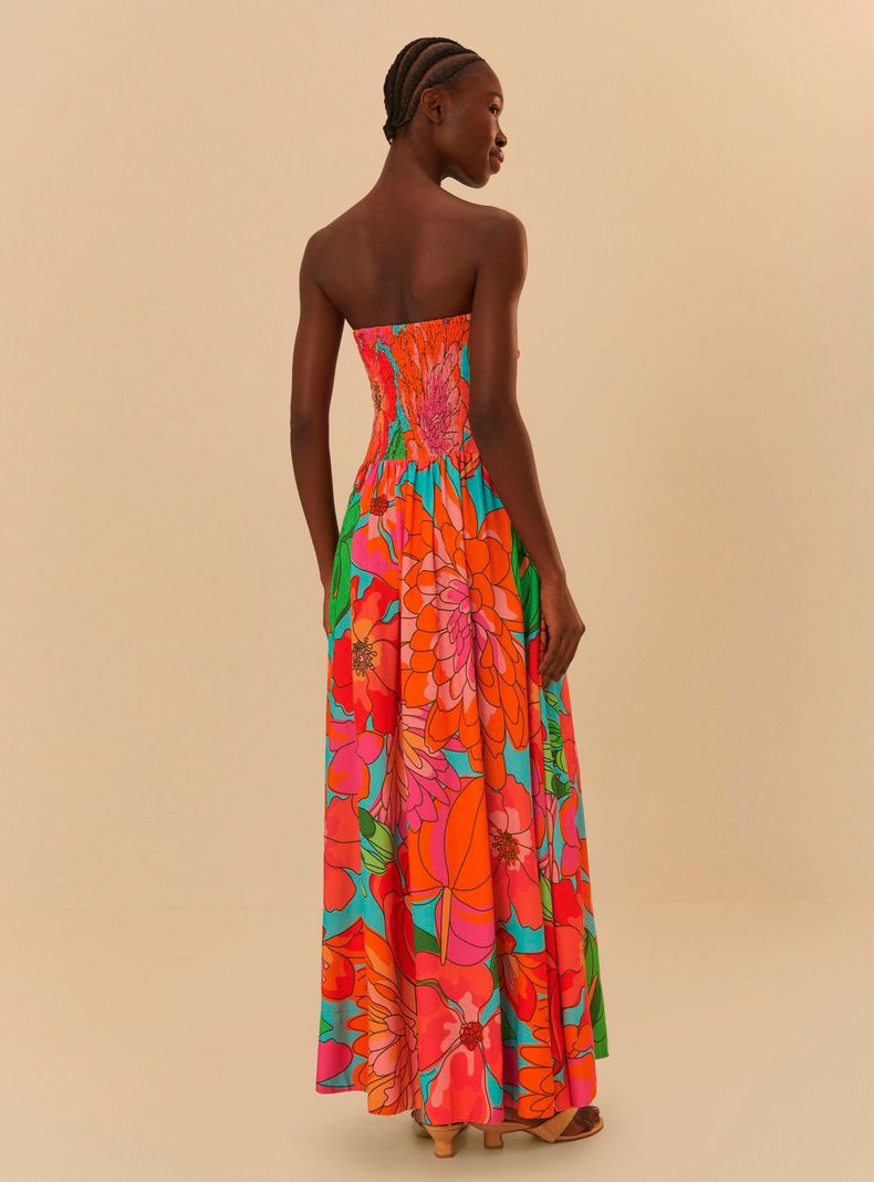 Vestido Strapless Flores-1