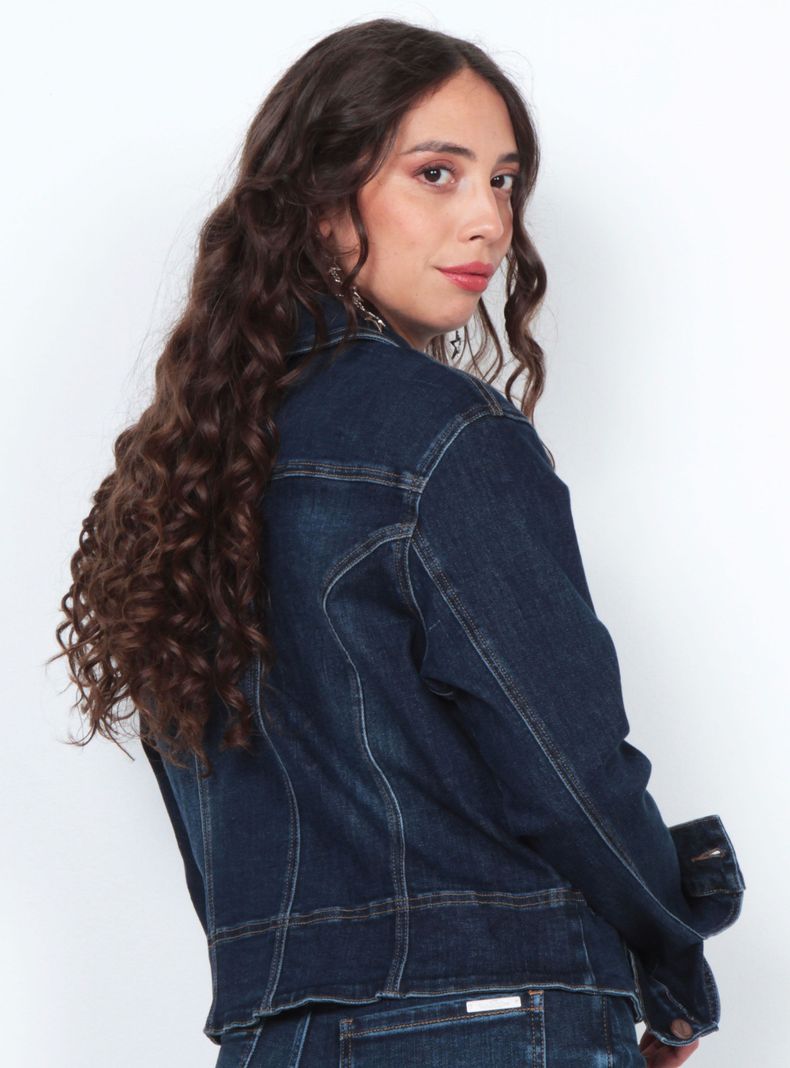 Chaqueta Manga Larga Denim con Bolsillos-1