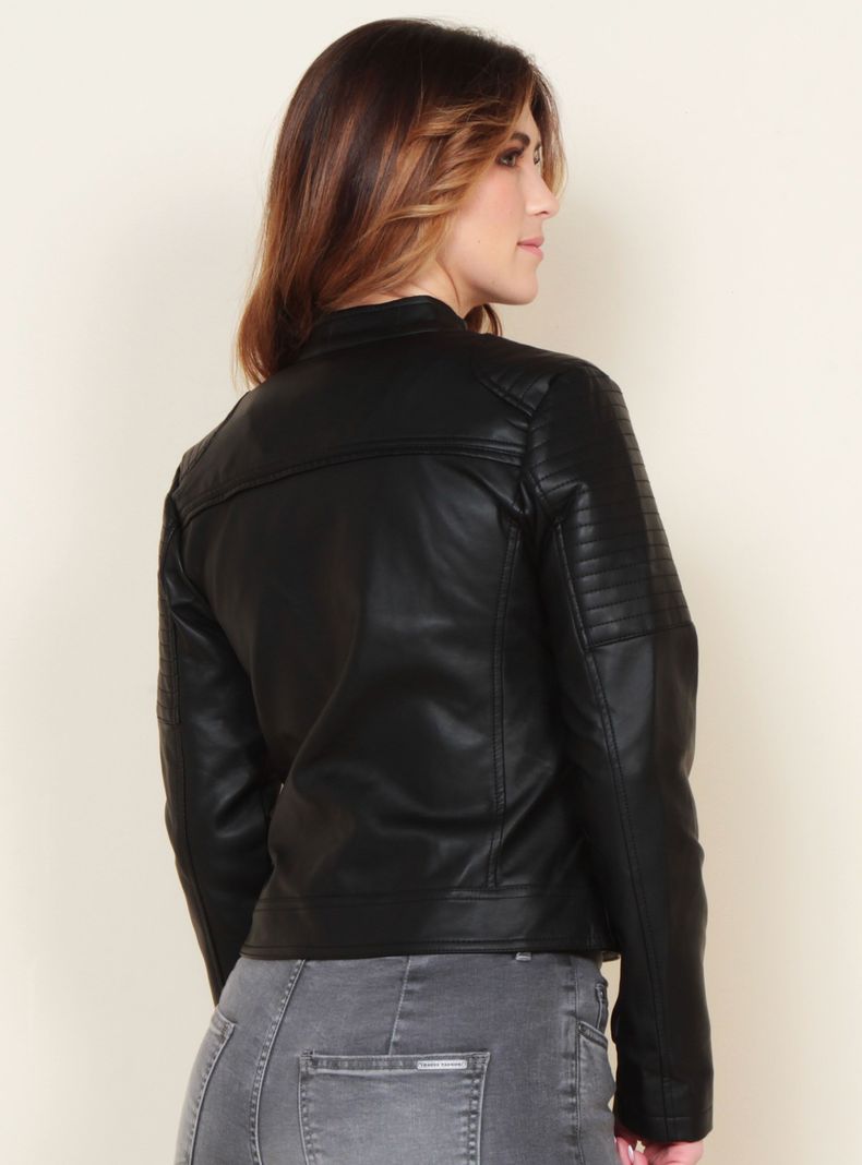 Chaqueta Cuero Ecológico Cuello Mao-1