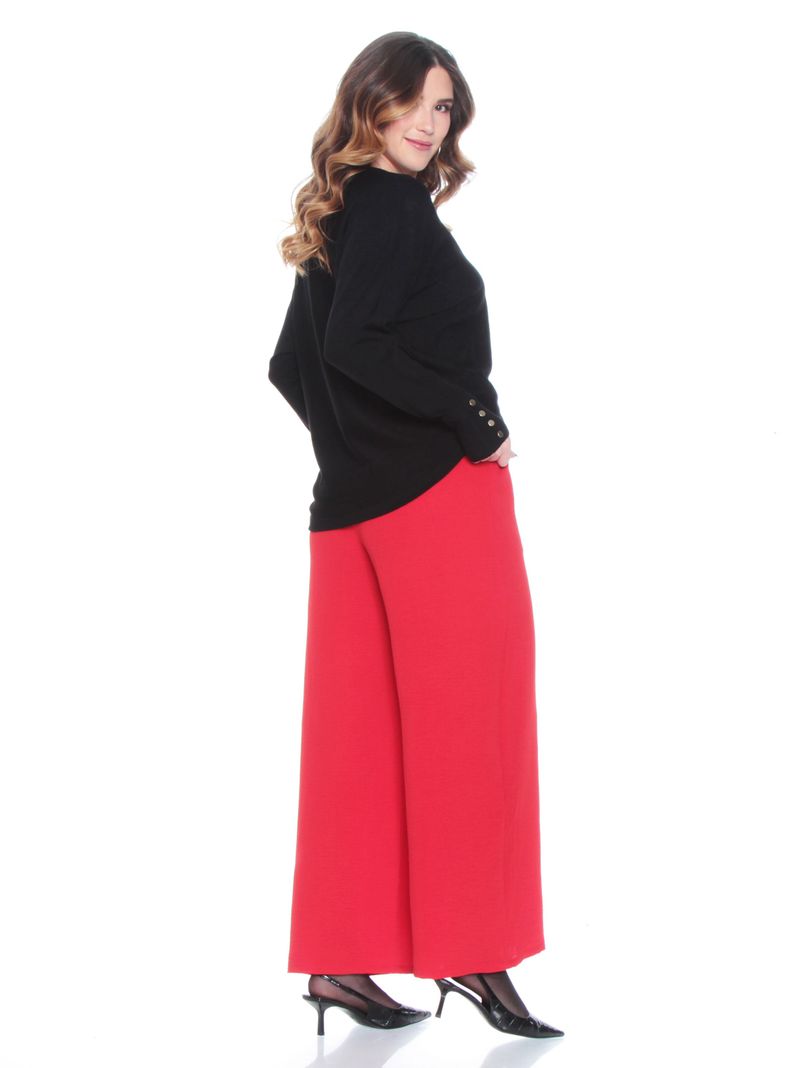 Sweater Sólido Escote Redondo Detalle Puños-4