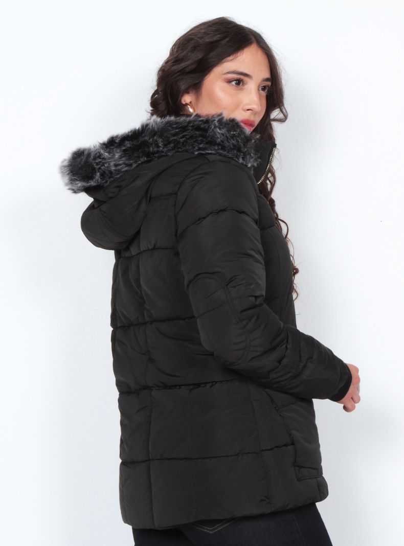 Parka Manga Larga con Capucha Bolsillos y Tapetas-1