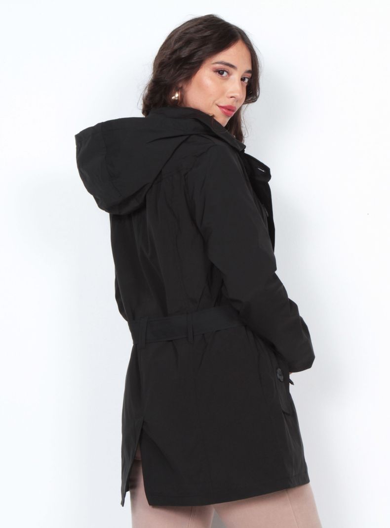 Chaqueta Trench Manga Larga con Capucha-1