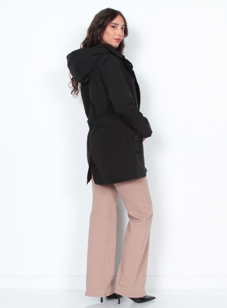 Chaqueta Trench Manga Larga con Capucha-4